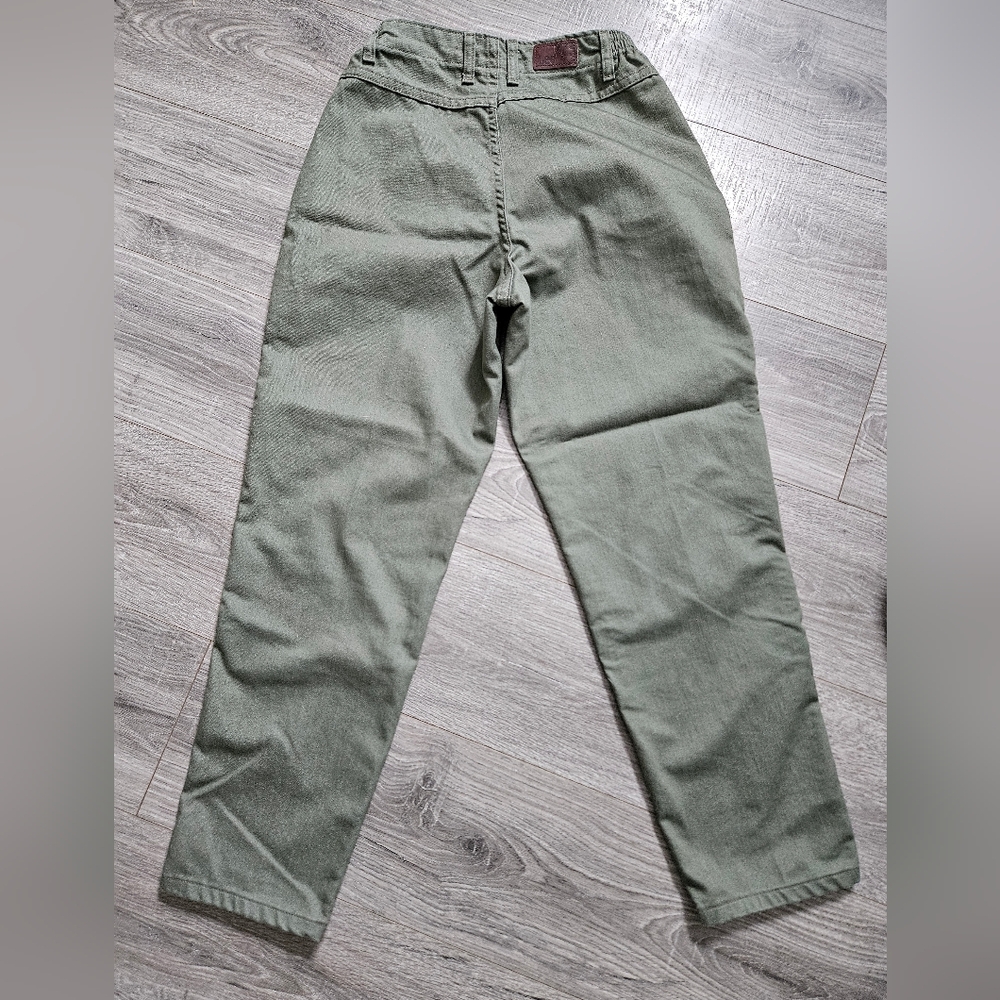 Lee At The Waist Relaxed Fit Side Elastic Tapered Leg Green Khaki Pant 8 Petite - Picture 6 of 8